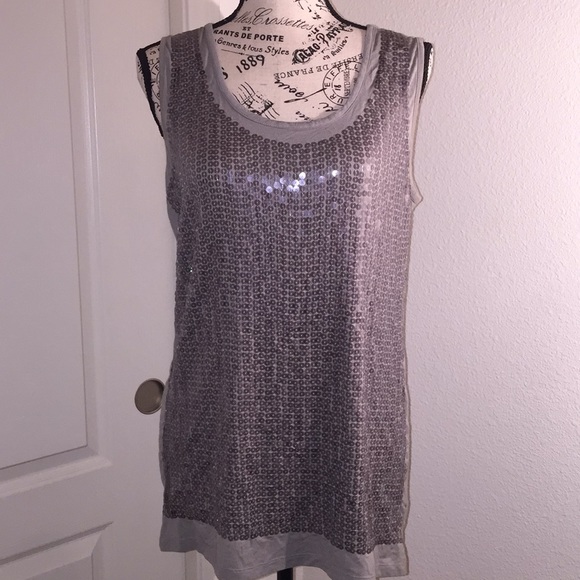 Tops - Grey Sequenced Tank Top 🌸